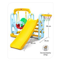 Babyhug 3 in 1 Swing and Slide with Basket Ball Hoop - Blue & Yellow