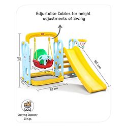 Babyhug 3 in 1 Swing and Slide with Basket Ball Hoop - Blue & Yellow