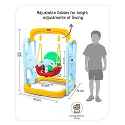 Babyhug 3 in 1 Swing and Slide with Basket Ball Hoop - Blue & Yellow