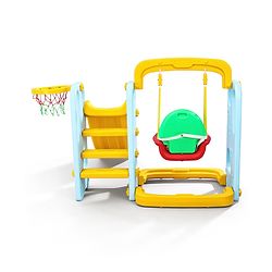 Babyhug 3 in 1 Swing and Slide with Basket Ball Hoop - Blue & Yellow