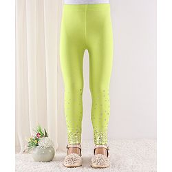 Babyhug Full Length Cotton Leggings Heart Print - Green