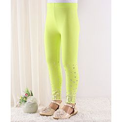 Babyhug Full Length Cotton Leggings Heart Print - Green