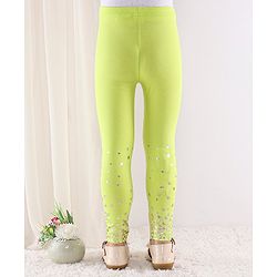 Babyhug Full Length Cotton Leggings Heart Print - Green