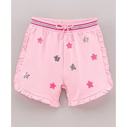 Babyhug Knit Shorts Star Print - Pink
