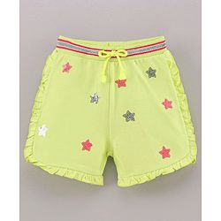 Babyhug Knit Shorts Star Print - Lemon Yellow