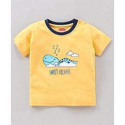 Babyhug Half Sleeves Shorts Night Suit Dino Print - Yellow