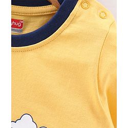 Babyhug Half Sleeves Shorts Night Suit Dino Print - Yellow