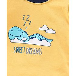 Babyhug Half Sleeves Shorts Night Suit Dino Print - Yellow