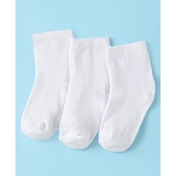 Cute Walk by Babyhug Ankle Length Antibacterial Cotton Socks Pack Of 3 - White
