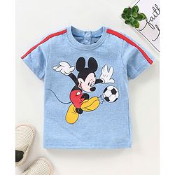 Babyhug Half Sleeves T-Shirt Mickey Mouse Print - Blue
