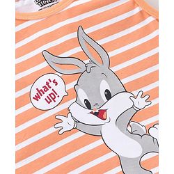 Babyhug Cotton Sleeveless Stripe T-Shirt Bunny Print - Orange