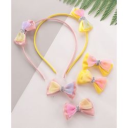 Babyhug Hair Bands With Alligator Hair Clips Pack of 6 - Yellow & Peach