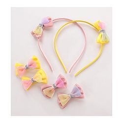 Babyhug Hair Bands With Alligator Hair Clips Pack of 6 - Yellow & Peach