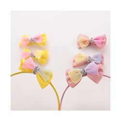 Babyhug Hair Bands With Alligator Hair Clips Pack of 6 - Yellow & Peach
