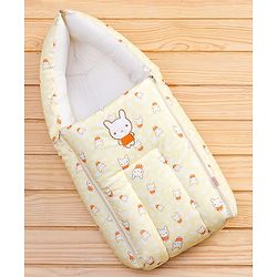 Babyhug Velour Sleeping Bag with Bunny Print - Yellow