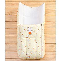 Babyhug Velour Sleeping Bag with Bunny Print - Yellow