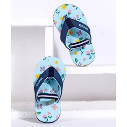 Cute Walk by Babyhug Flip Flops With Back Strap Butterfly Print - Sky Blue
