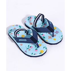 Cute Walk by Babyhug Flip Flops With Back Strap Butterfly Print - Sky Blue