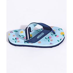 Cute Walk by Babyhug Flip Flops With Back Strap Butterfly Print - Sky Blue