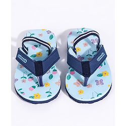 Cute Walk by Babyhug Flip Flops With Back Strap Butterfly Print - Sky Blue