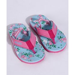 Cute Walk by Babyhug Flip Flops With Back Strap Floral Print - Sky Blue
