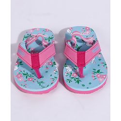 Cute Walk by Babyhug Flip Flops With Back Strap Floral Print - Sky Blue
