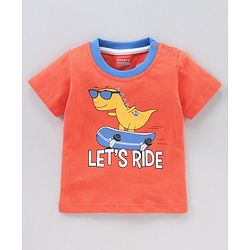 Babyhug Half Sleeves Striped T-Shirts Dino Print Pack of 3 - White Red Multicolor
