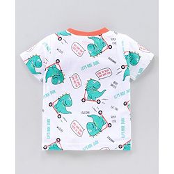 Babyhug Half Sleeves Striped T-Shirts Dino Print Pack of 3 - White Red Multicolor