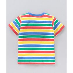 Babyhug Half Sleeves Striped T-Shirts Dino Print Pack of 3 - White Red Multicolor