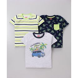 Babyhug Half Sleeves T-Shirts Multi Print Pack of 3 - Multicolour