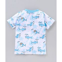 Babyhug Half Sleeves Striped T-Shirts Shark Print Pack of 3 - Multicolor