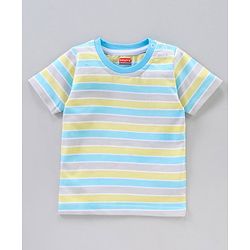 Babyhug Half Sleeves Striped T-Shirts Shark Print Pack of 3 - Multicolor