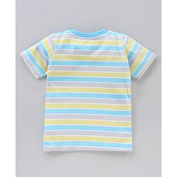 Babyhug Half Sleeves Striped T-Shirts Shark Print Pack of 3 - Multicolor