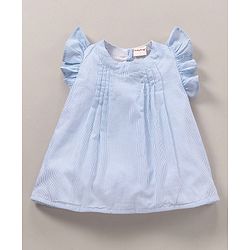 Babyhug Frill Sleeves Striped Top - Blue