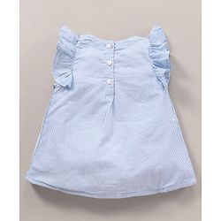 Babyhug Frill Sleeves Striped Top - Blue