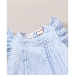 Babyhug Frill Sleeves Striped Top - Blue