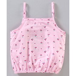 Babyhug Cotton Cambric Singlet Front Open Top With Knot- Pink