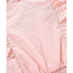 Babyhug Sleeveless Solid Rayon Swiss Dot Woven Top with Smocking & Frill detailing - Peach