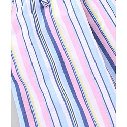 Babyhug Singlet Sleeves Cotton Cambric Printed Striped Woven Top - Multicolour