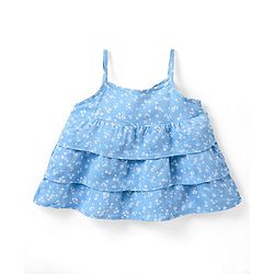 Babyhug 100% Rayon Sleeveless Top Floral Printed - Blue