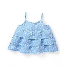 Babyhug 100% Rayon Sleeveless Top Floral Printed - Blue