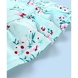 Babyhug Rayon Woven Sleeveless Top with Frill Detailing Floral Print - Green