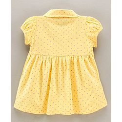 Babyhug Half Sleeves Frock Polka Dots Print - Yellow