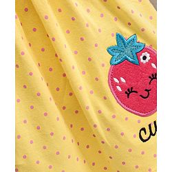 Babyhug Half Sleeves Frock Polka Dots Print - Yellow