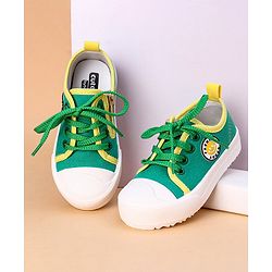 Cute Walk by Babyhug Lace Up Casual Shoes Smiley Applique - Green