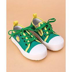 Cute Walk by Babyhug Lace Up Casual Shoes Smiley Applique - Green
