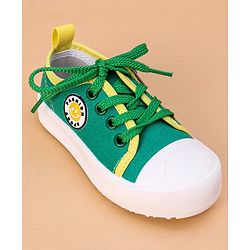 Cute Walk by Babyhug Lace Up Casual Shoes Smiley Applique - Green