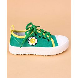 Cute Walk by Babyhug Lace Up Casual Shoes Smiley Applique - Green