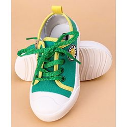 Cute Walk by Babyhug Lace Up Casual Shoes Smiley Applique - Green