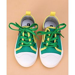 Cute Walk by Babyhug Lace Up Casual Shoes Smiley Applique - Green